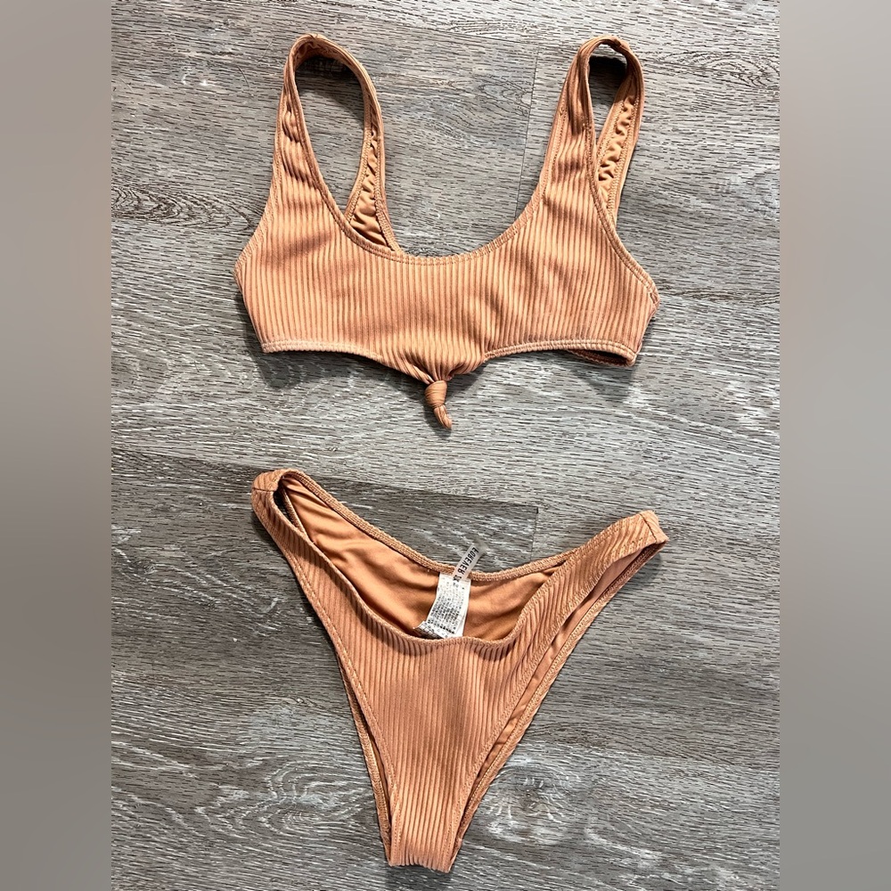 Ribbed Peach Bikini Set